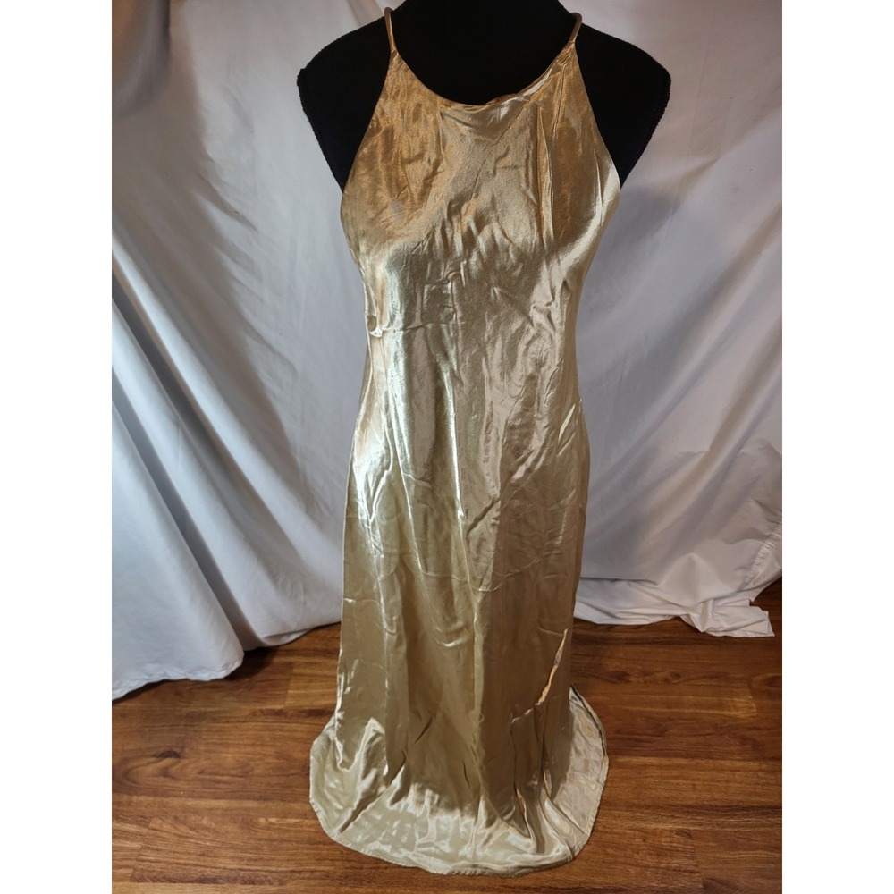 Vintage Y2K Gold Satin All That‎ Jazz High Neck Rachel Size 11/12
